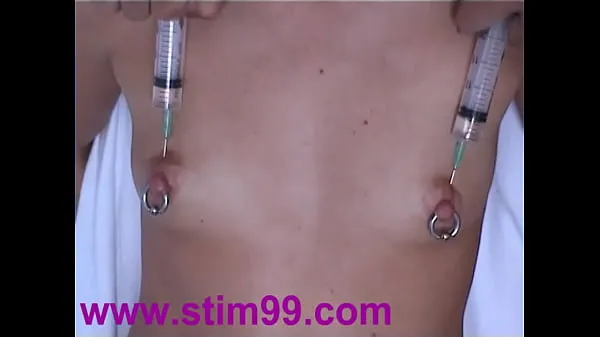 Hot Injection Saline in Breast Nipples Pumping Tits & Vibrator total Tube