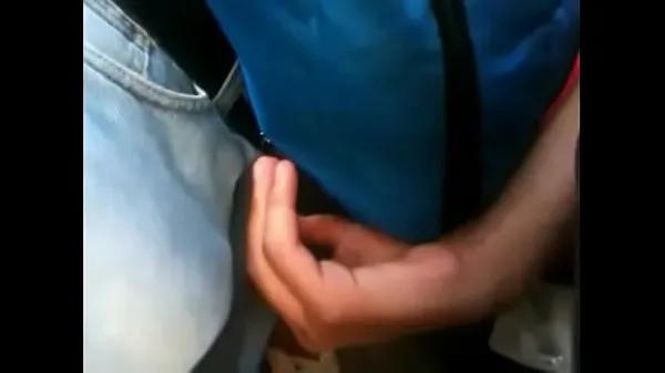 Hotová trubka celkem grabbing his bulge in the metro