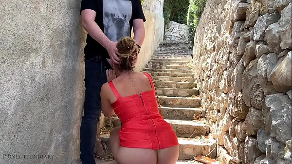 گرم sexy bodycon slut - risky public fuck on stairs in the crowded city center - projectfundiary کل ٹیوب