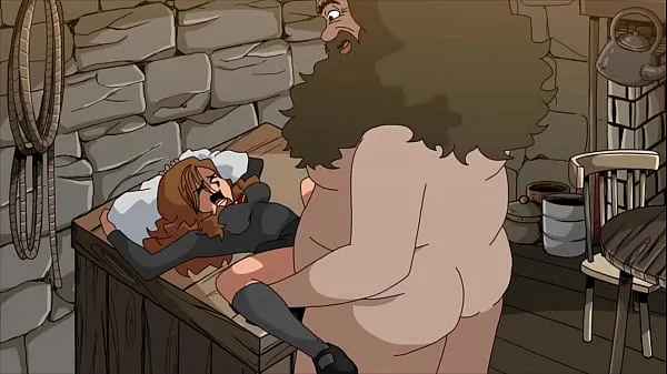 Chaud Un gros homme détruit la chatte d'une jeune fille (Hagrid et Hermione Tube total