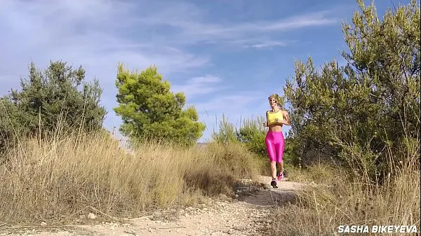 Hot Cute sports girl in pink spandex leggings goes in for sports, gets turned on and fingering pussy to squirting orgasm in leggings. Outdoor masturbation total Tube