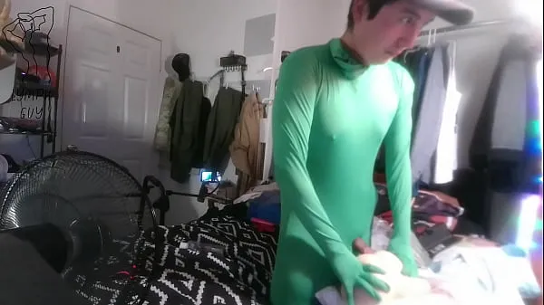 Heet Amputee Boy Jerks off in Spandex Suit & Cums totale buis