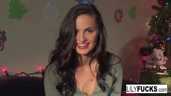 Hot Lily tells us her horny Christmas wishes before satisfying herself in both holes total Tube